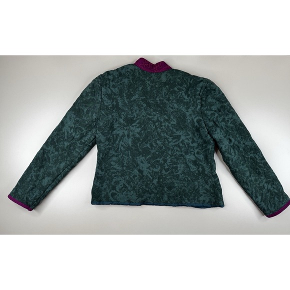 Vintage Ali Miles Quilted Jacket Blazer Women's 8 Teal Green Purple USA Made 90s - Picture 7 of 8